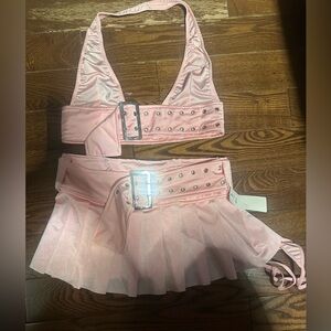Pink Halter Top and Skirt Set